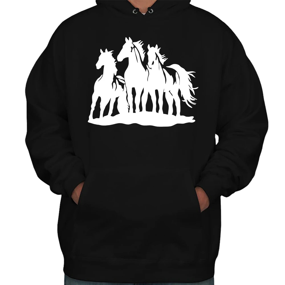 Horse White Running Hoodie – Black Horse White Running Hoodie – Black