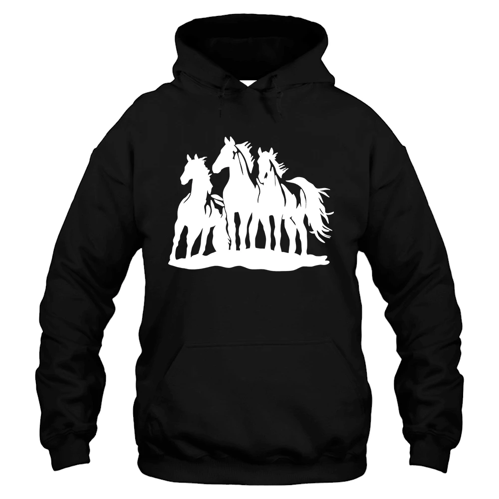 Horse White Running Hoodie – Black Horse White Running Hoodie – Black