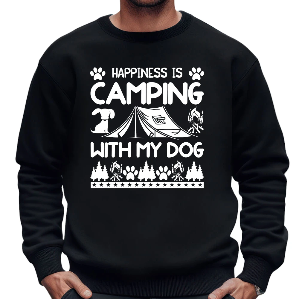 Happiness Is Camping With My Dog Sweatshirt – Black Happiness Is Camping With My Dog Sweatshirt – Black