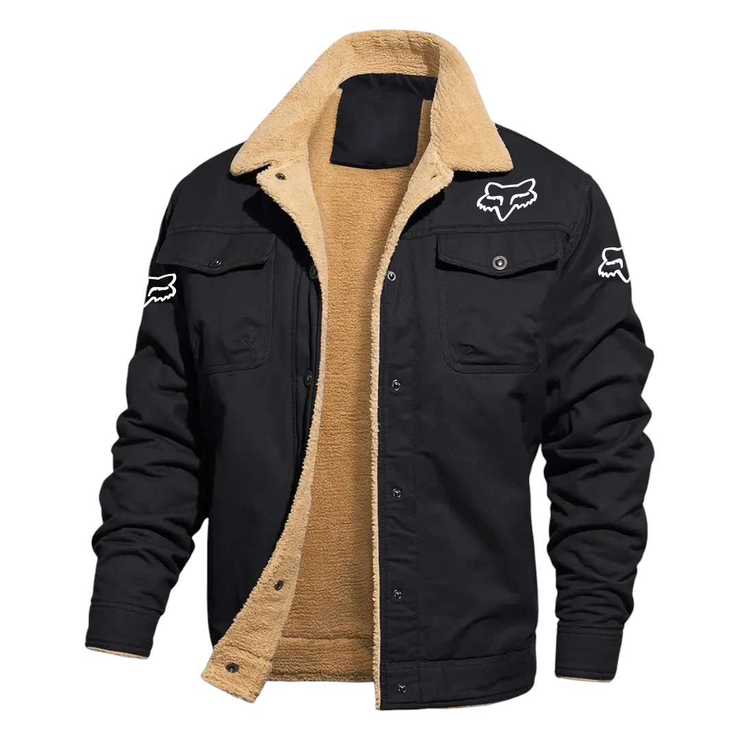 Fox Racing Exclusive Logo Jacket Fleece-lined Thick Jacket Warm Thick Coat With Fur Lapel Collar Coat HIHI030125Y10FLJFOX Fox Racing Exclusive Logo Jacket Fleece-lined Thick Jacket Warm Thick Coat With Fur Lapel Collar Coat HIHI030125Y10FLJFOX