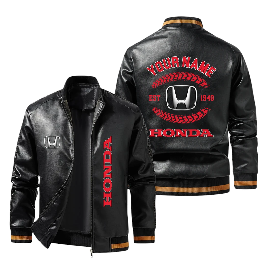 Vintage Honda Exclusive Logo Jacket Est 1948, Classic Ribbed Collar and Striped Cuffs, Custom Name HIDI240225Y12LJ93HON Vintage Honda Exclusive Logo Jacket Est 1948, Classic Ribbed Collar and Striped Cuffs, Custom Name HIDI240225Y12LJ93HON