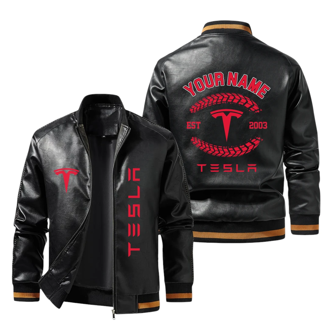Vintage Tesla Exclusive Logo Jacket Est 2003, Classic Ribbed Collar and Striped Cuffs, Custom Name HIDI250225Y12LJ93TES Vintage Tesla Exclusive Logo Jacket Est 2003, Classic Ribbed Collar and Striped Cuffs, Custom Name HIDI250225Y12LJ93TES
