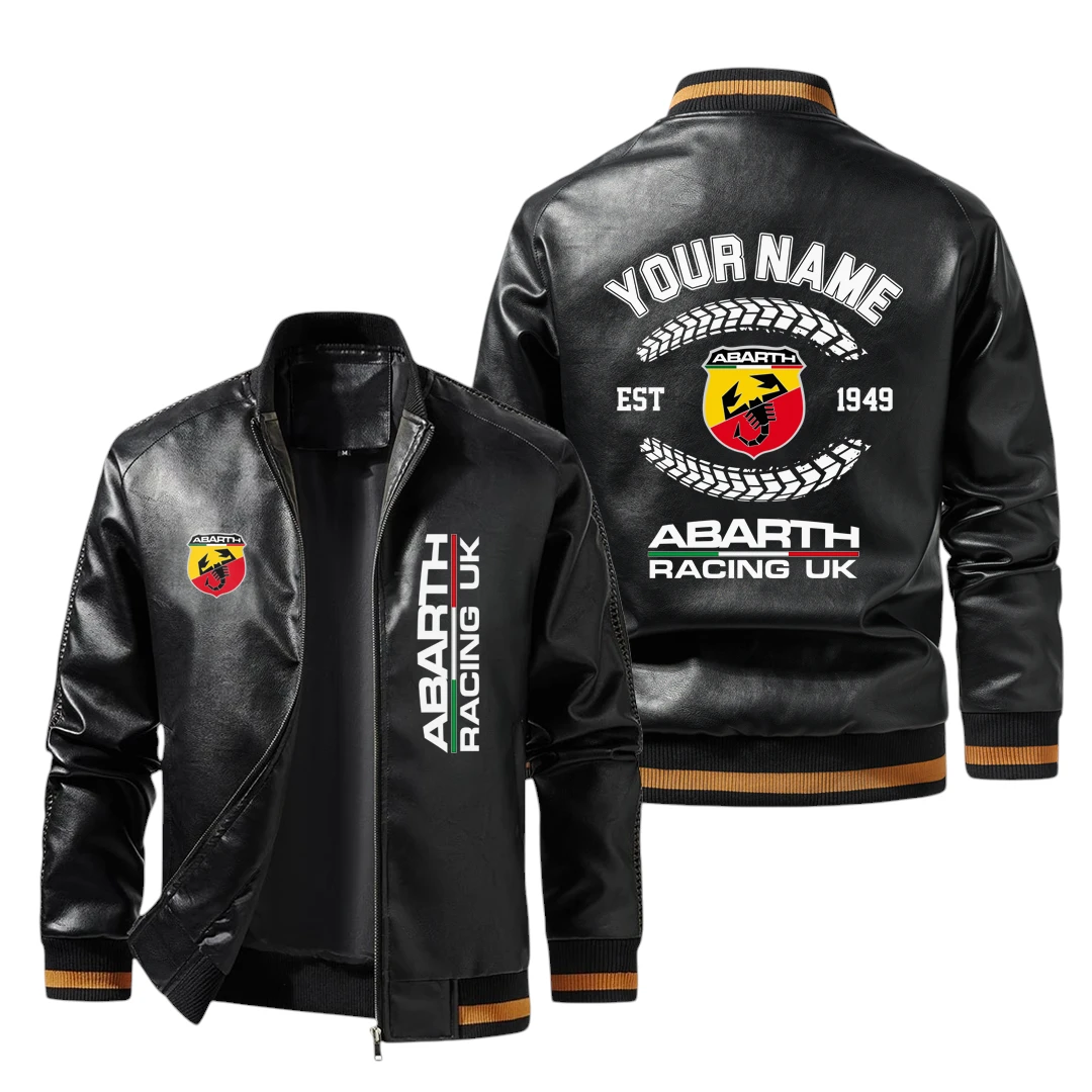Vintage Abarth Racing Exclusive Logo Jacket Est 1949, Classic Ribbed Collar and Striped Cuffs, Custom Name HIDI280225Y12LJ93ABR Vintage Abarth Racing Exclusive Logo Jacket Est 1949, Classic Ribbed Collar and Striped Cuffs, Custom Name HIDI280225Y12LJ93ABR