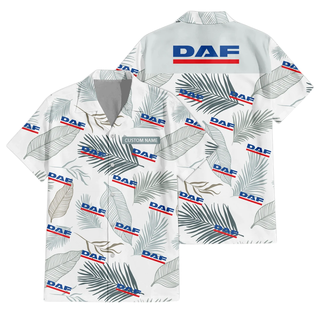 DAF Exclusive Logo Button Up Hawaiian Shirt Tropical Leaves Seamless Pattern All-over Print, Custom Name HIHI170125Y7HWLS1DAF DAF Exclusive Logo Button Up Hawaiian Shirt Tropical Leaves Seamless Pattern All-over Print, Custom Name HIHI170125Y7HWLS1DAF