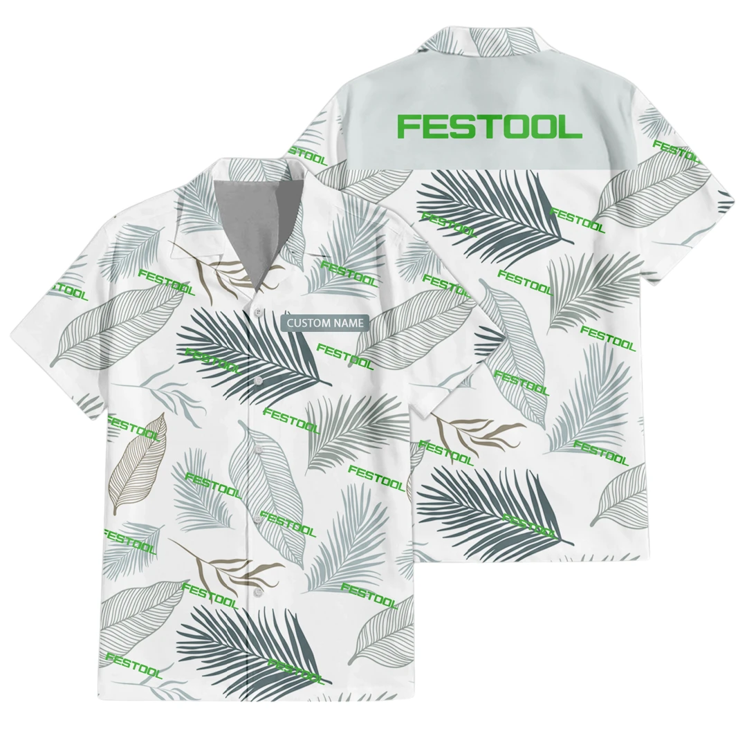Festool Exclusive Logo Button Up Hawaiian Shirt Tropical Leaves Seamless Pattern All-over Print, Custom Name HIHI170125Y7HWLS1FES Festool Exclusive Logo Button Up Hawaiian Shirt Tropical Leaves Seamless Pattern All-over Print, Custom Name HIHI170125Y7HWLS1FES
