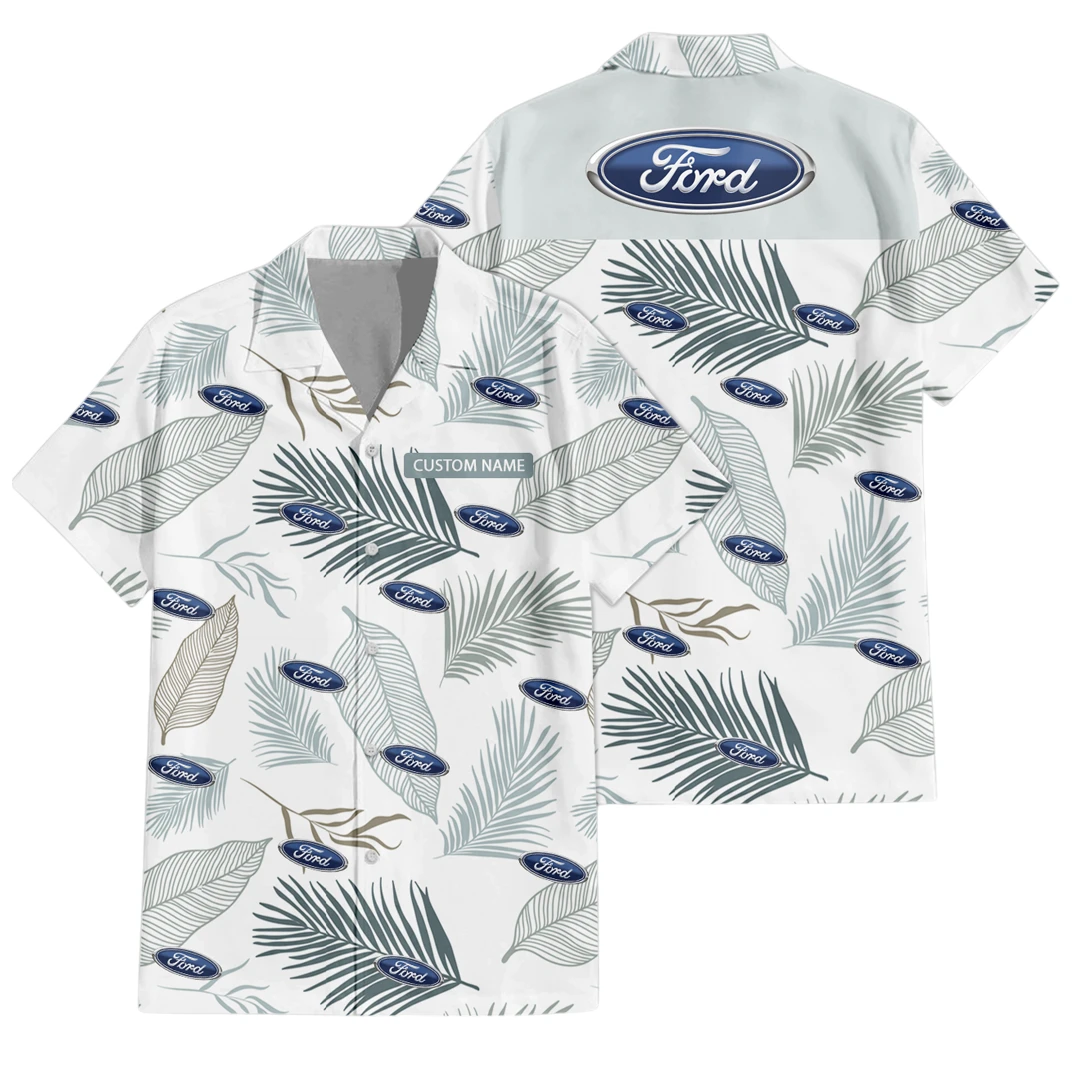 Ford Exclusive Logo Button Up Hawaiian Shirt Tropical Leaves Seamless Pattern All-over Print, Custom Name HIHI170125Y7HWLS1FOR Ford Exclusive Logo Button Up Hawaiian Shirt Tropical Leaves Seamless Pattern All-over Print, Custom Name HIHI170125Y7HWLS1FOR