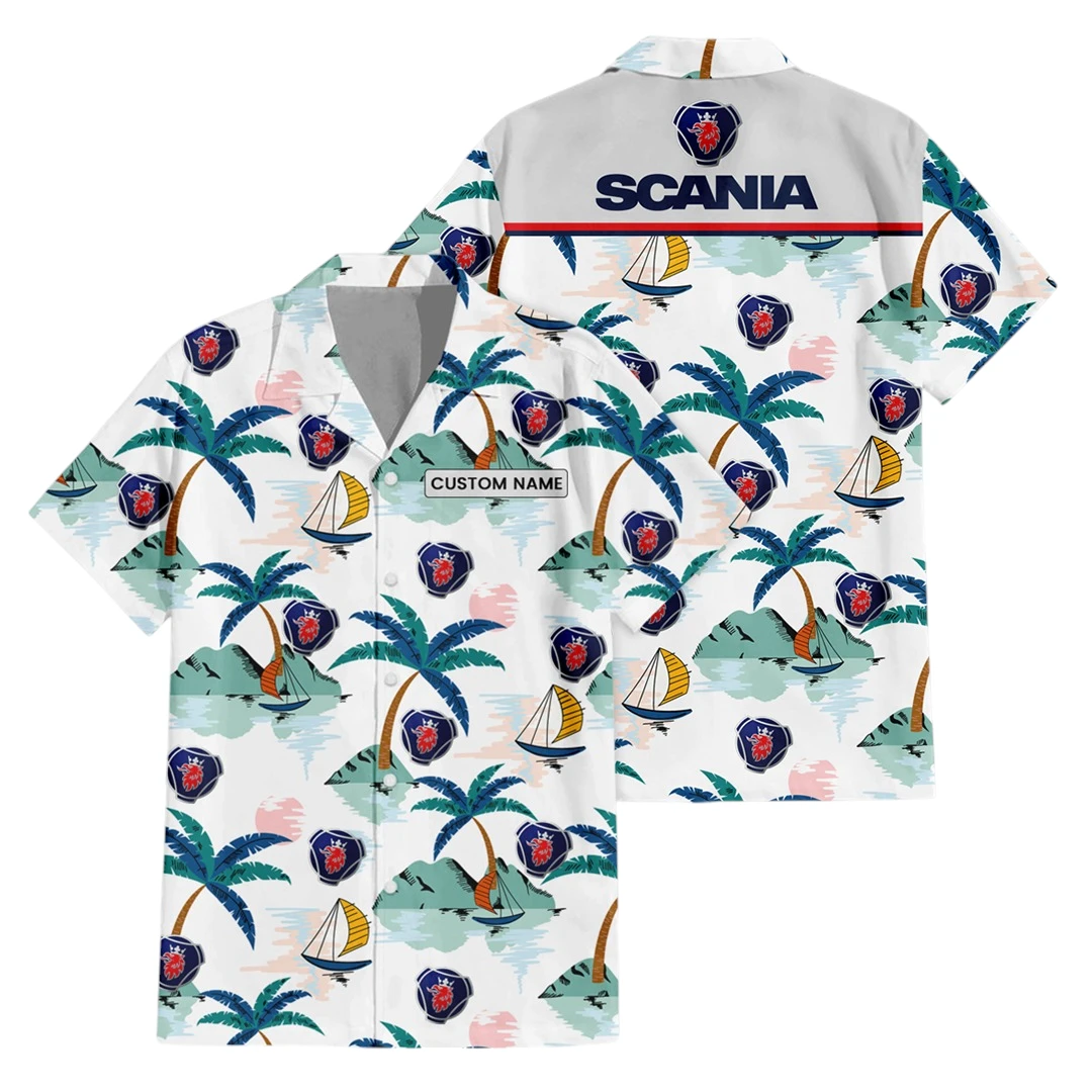 Scania Exclusive Logo Button Up Hawaiian Shirt Tropical Landscape Pattern All-over Print, Custom Name HIDI210225Y7HWLS2SCA Scania Exclusive Logo Button Up Hawaiian Shirt Tropical Landscape Pattern All-over Print, Custom Name HIDI210225Y7HWLS2SCA