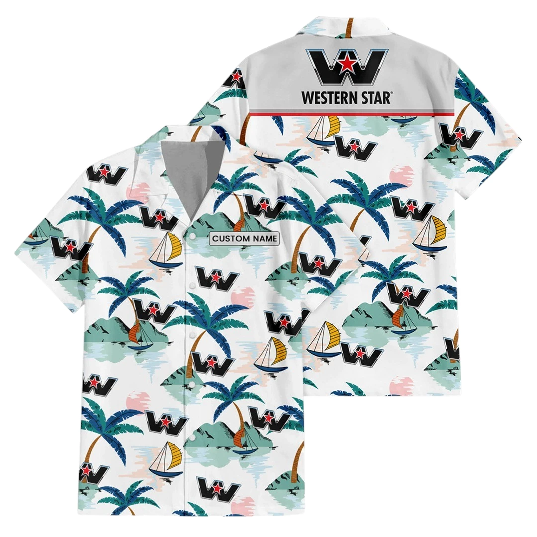 Western Star Exclusive Logo Button Up Hawaiian Shirt Tropical Landscape Pattern All-over Print, Custom Name HIDI210225Y7HWLS2WES Western Star Exclusive Logo Button Up Hawaiian Shirt Tropical Landscape Pattern All-over Print, Custom Name HIDI210225Y7HWLS2WES