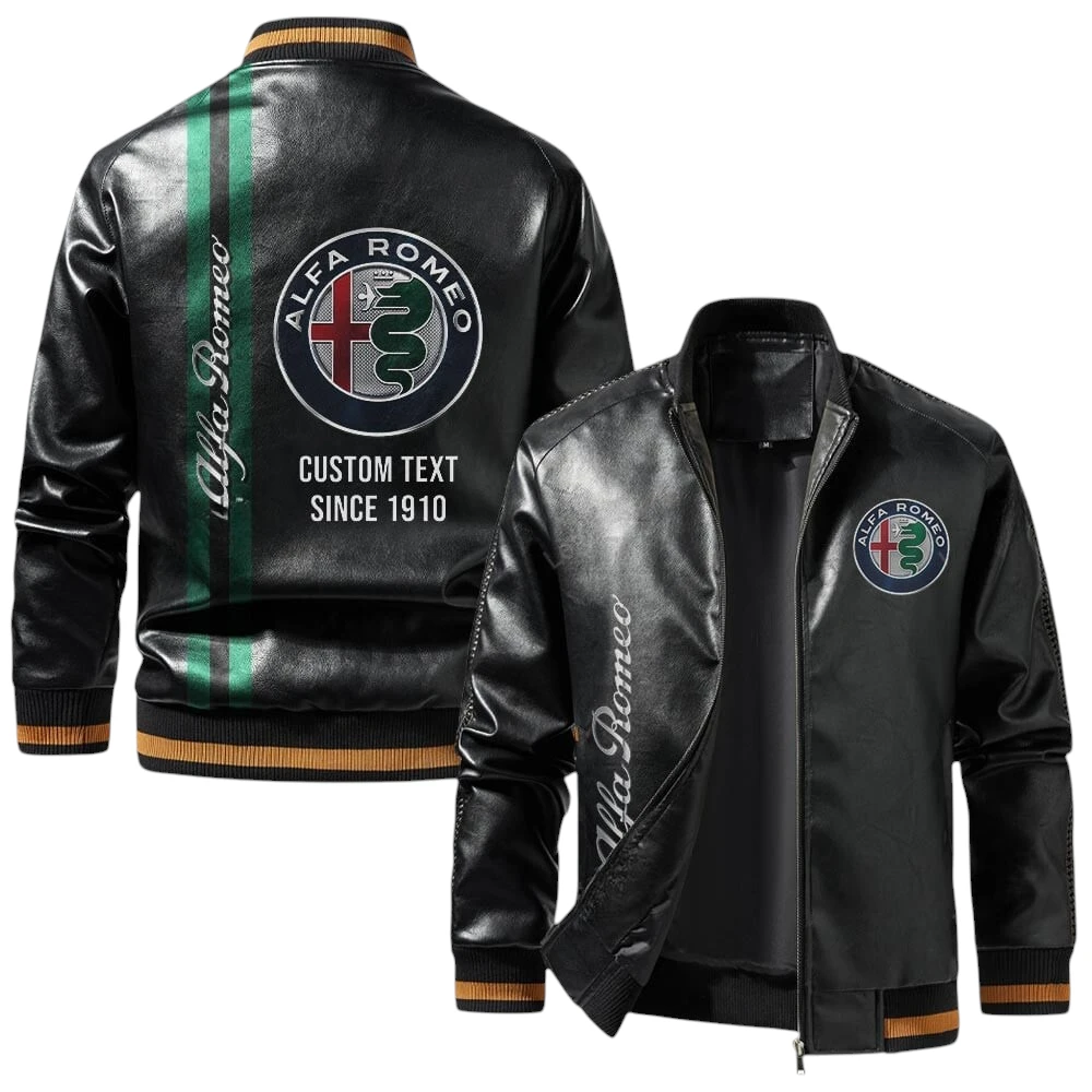Vintage Alfa Romeo Exclusive Logo Jacket, Classic Ribbed Collar and Striped Cuffs, Custom Name TN21032025Y12LJ93CT2ALR Vintage Alfa Romeo Exclusive Logo Jacket, Classic Ribbed Collar and Striped Cuffs, Custom Name TN21032025Y12LJ93CT2ALR