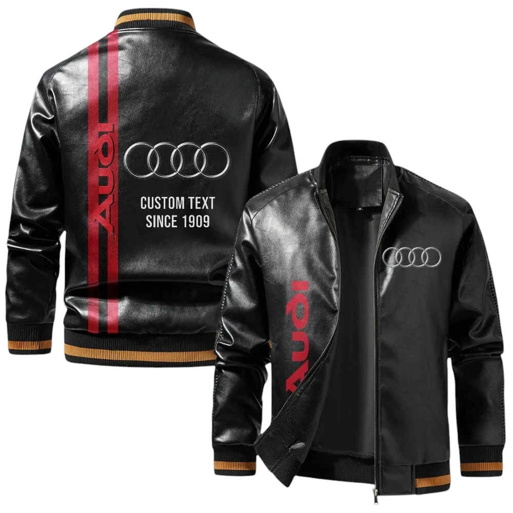 Vintage Audi Exclusive Logo Jacket, Classic Ribbed Collar and Striped Cuffs, Custom Name TN21032025Y12LJ93CT3AUD Vintage Audi Exclusive Logo Jacket, Classic Ribbed Collar and Striped Cuffs, Custom Name TN21032025Y12LJ93CT3AUD