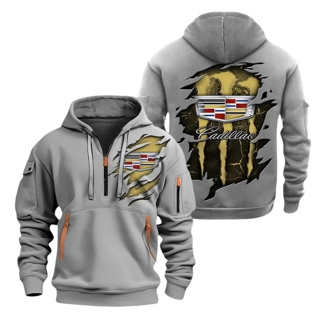 Cadillac Half Zip Hoodie, Sports Hooded Multi-Pockets TN0030325Y25QZ2HCT21CAD Cadillac Half Zip Hoodie, Sports Hooded Multi-Pockets TN0030325Y25QZ2HCT21CAD