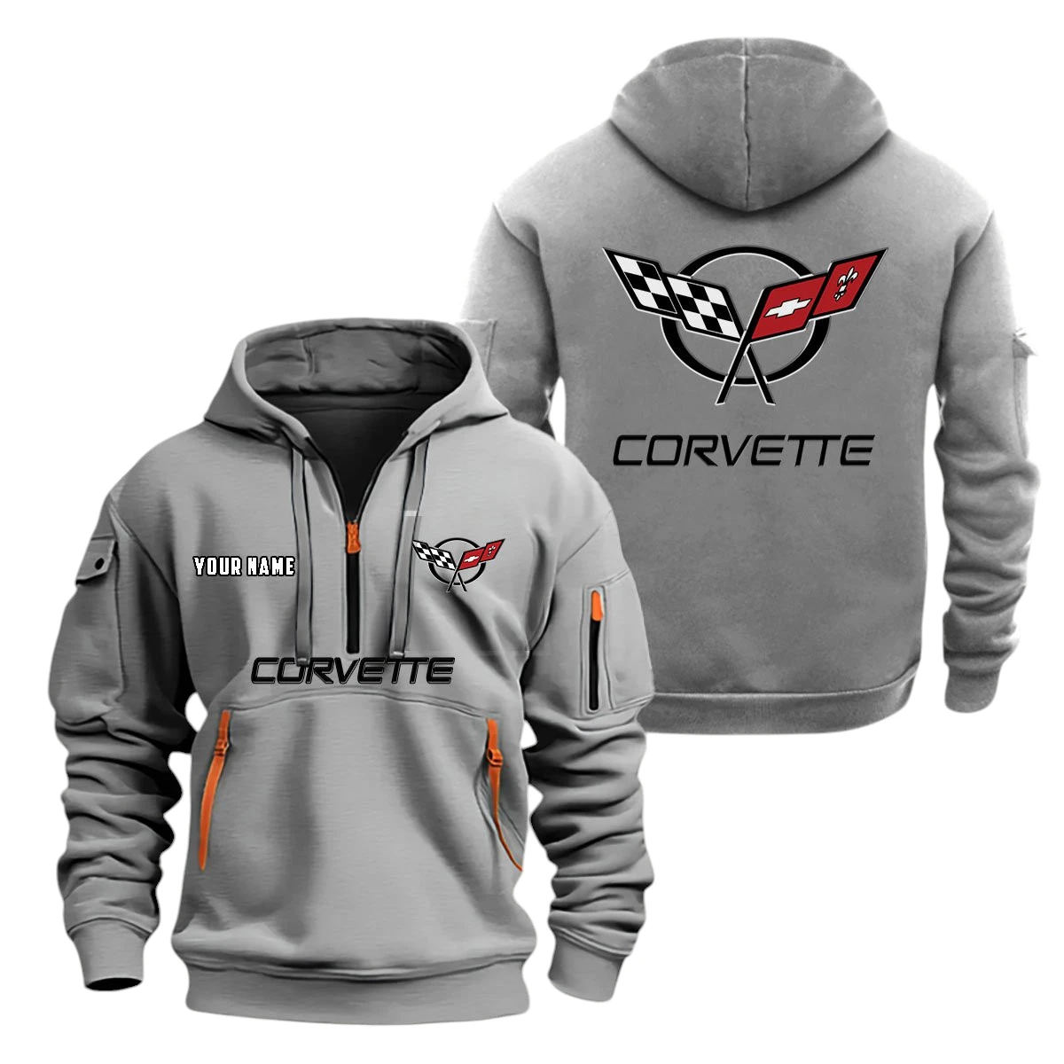 Corvette Half Zip Hoodie, Sports Hooded Multi-Pockets, Custom Name TN0030325Y25QZ2HCT4COR Corvette Half Zip Hoodie, Sports Hooded Multi-Pockets, Custom Name TN0030325Y25QZ2HCT4COR