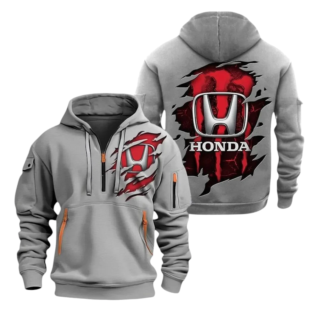 Honda Half Zip Hoodie, Sports Hooded Multi-Pockets TN060325Y25QZ2HCT3HON Honda Half Zip Hoodie, Sports Hooded Multi-Pockets TN060325Y25QZ2HCT3HON