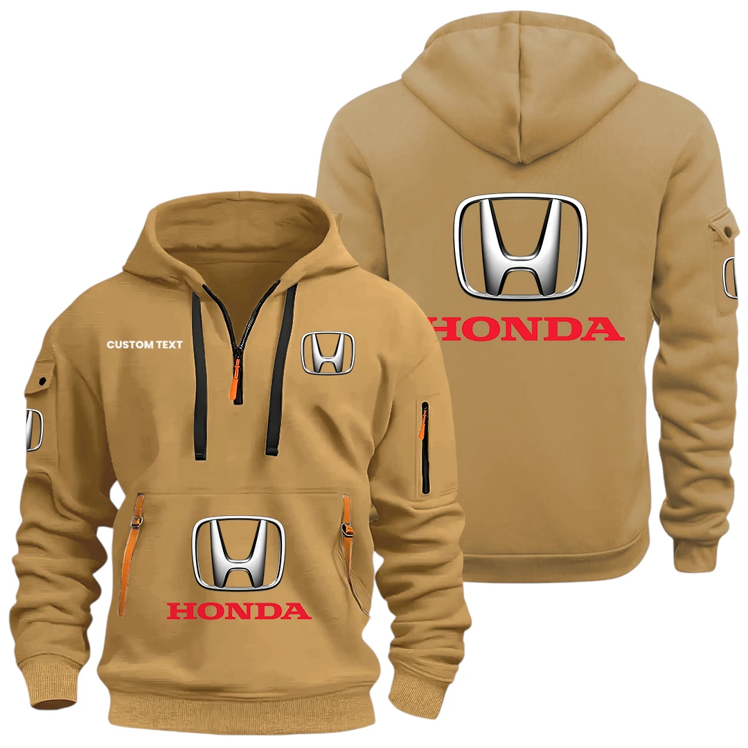 Honda Half Zip Hoodie, Sport Hooded Multi-Pocket, Custom Name HIDI030325Y25QZ2HHON Honda Half Zip Hoodie, Sport Hooded Multi-Pocket, Custom Name HIDI030325Y25QZ2HHON