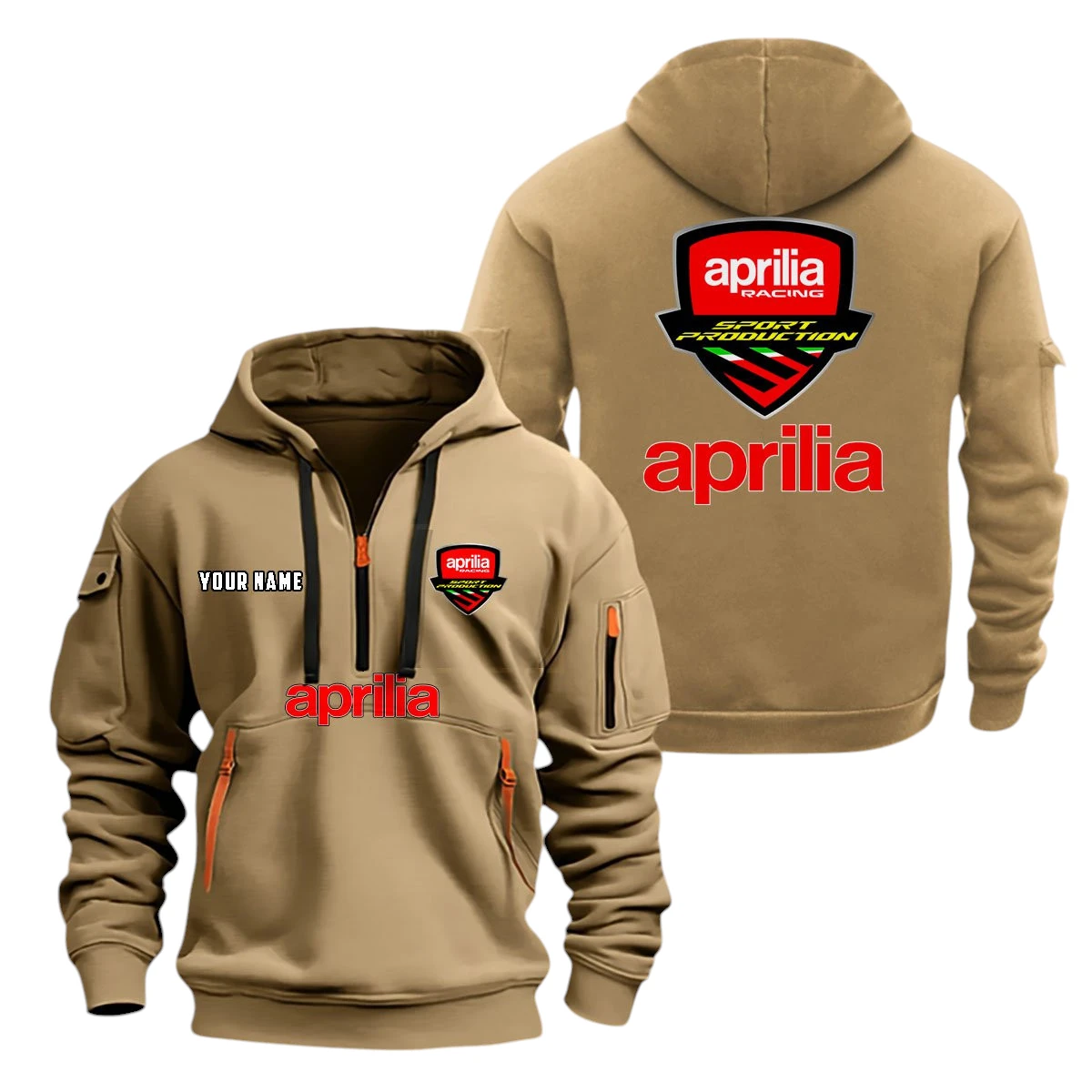 Aprilia Half Zip Hoodie, Sport Hooded Multi-Pocket, Custom Name TN080325Y25QZ2HCT7APR Aprilia Half Zip Hoodie, Sport Hooded Multi-Pocket, Custom Name TN080325Y25QZ2HCT7APR