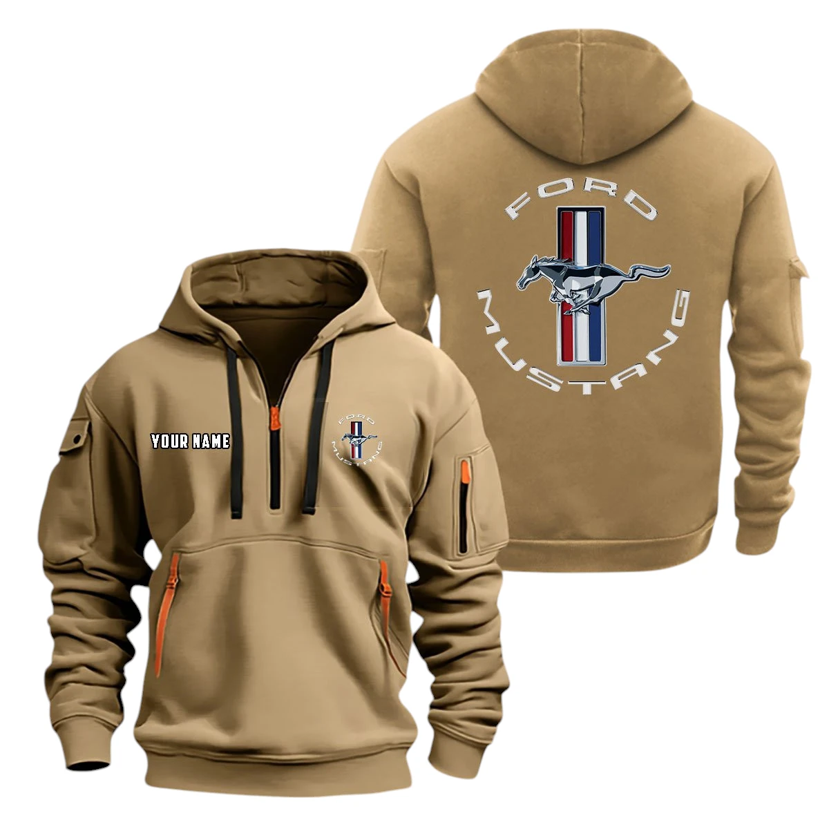 Mustang Half Zip Hoodie, Sports Hooded Multi-Pocket, Custom Name TN080325Y25QZ2HCT7MUS Mustang Half Zip Hoodie, Sports Hooded Multi-Pocket, Custom Name TN080325Y25QZ2HCT7MUS