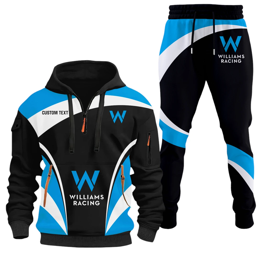 Williams Racing Half Zip Hoodie x Long Pants Set All-over Print, Custom Name HIDI110325Y26QZ3HWIR Williams Racing Half Zip Hoodie x Long Pants Set All-over Print, Custom Name HIDI110325Y26QZ3HWIR