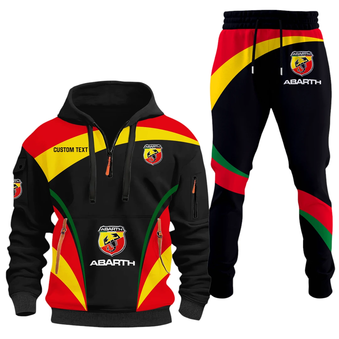 Abarth Half Zip Hoodie x Long Pants Set All-over Print, Custom Name HIDI120325Y26QZ3HABA Abarth Half Zip Hoodie x Long Pants Set All-over Print, Custom Name HIDI120325Y26QZ3HABA
