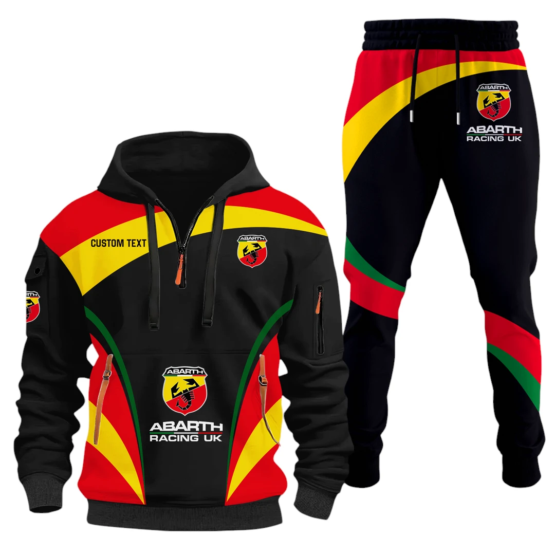 Abarth Racing Half Zip Hoodie x Long Pants Set All-over Print, Custom Name HIDI120325Y26QZ3HABR Abarth Racing Half Zip Hoodie x Long Pants Set All-over Print, Custom Name HIDI120325Y26QZ3HABR