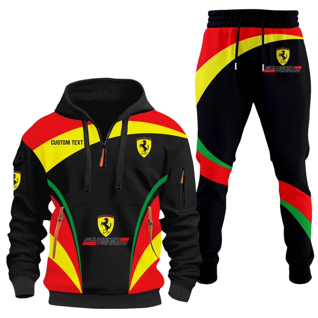 Scuderia Ferrari Half Zip Hoodie x Long Pants Set All-over Print, Custom Name HIDI140325Y26QZ3HSCF Scuderia Ferrari Half Zip Hoodie x Long Pants Set All-over Print, Custom Name HIDI140325Y26QZ3HSCF