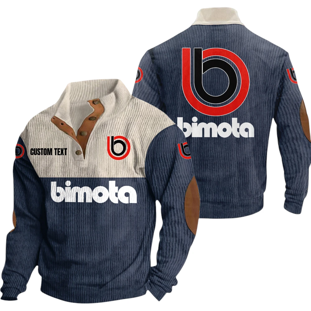 Bimota Exclusive Logo Knitted Ribbed Corduroy Sweatshirt Mid Stretch Stand Collar Pullover Sweater, Custom Text HG130325Y32RCSCT1BIM Bimota Exclusive Logo Knitted Ribbed Corduroy Sweatshirt Mid Stretch Stand Collar Pullover Sweater, Custom Text HG130325Y32RCSCT1BIM
