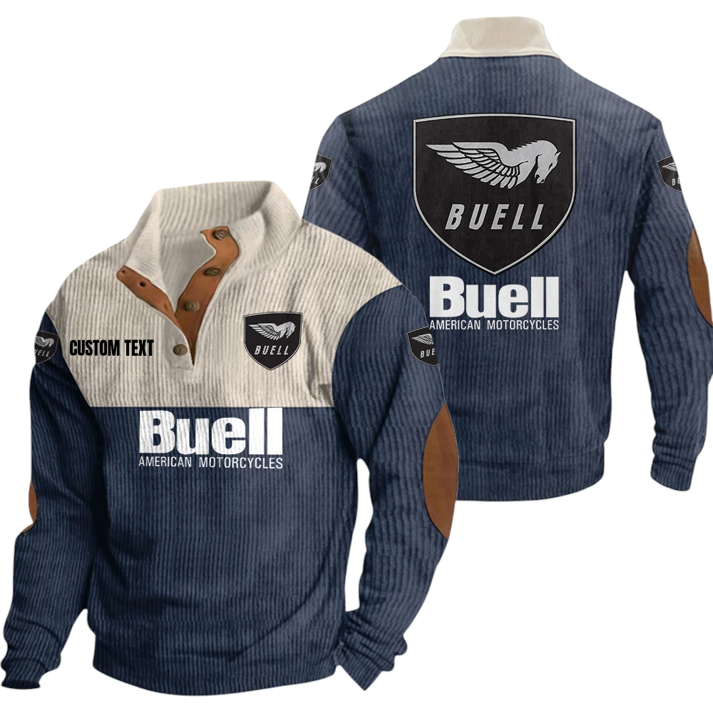 Buell Motorcycle Exclusive Logo Knitted Ribbed Corduroy Sweatshirt Mid Stretch Stand Collar Pullover Sweater, Custom Text HG130325Y32RCSCT1BUM Buell Motorcycle Exclusive Logo Knitted Ribbed Corduroy Sweatshirt Mid Stretch Stand Collar Pullover Sweater, Custom Text HG130325Y32RCSCT1BUM