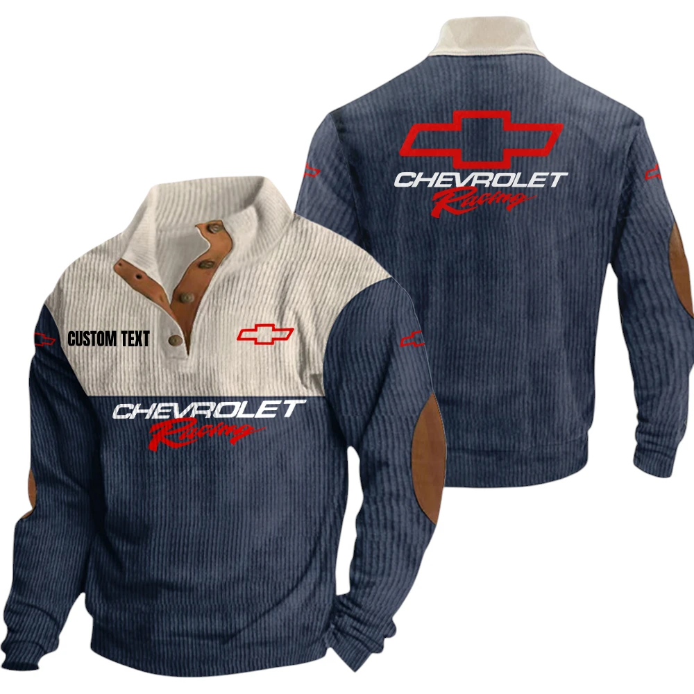 Chevy Racing Exclusive Logo Knitted Ribbed Corduroy Sweatshirt Mid Stretch Stand Collar Pullover Sweater, Custom Text HG140325Y32RCSCT1CHR Chevy Racing Exclusive Logo Knitted Ribbed Corduroy Sweatshirt Mid Stretch Stand Collar Pullover Sweater, Custom Text HG140325Y32RCSCT1CHR