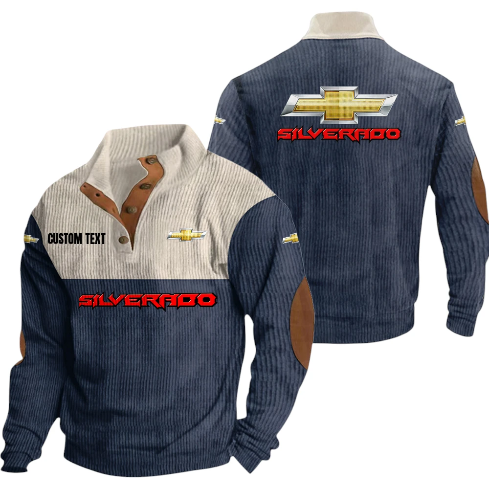 Chevy Silverado Exclusive Logo Knitted Ribbed Corduroy Sweatshirt Mid Stretch Stand Collar Pullover Sweater, Custom Text HG140325Y32RCSCT1CHS Chevy Silverado Exclusive Logo Knitted Ribbed Corduroy Sweatshirt Mid Stretch Stand Collar Pullover Sweater, Custom Text HG140325Y32RCSCT1CHS