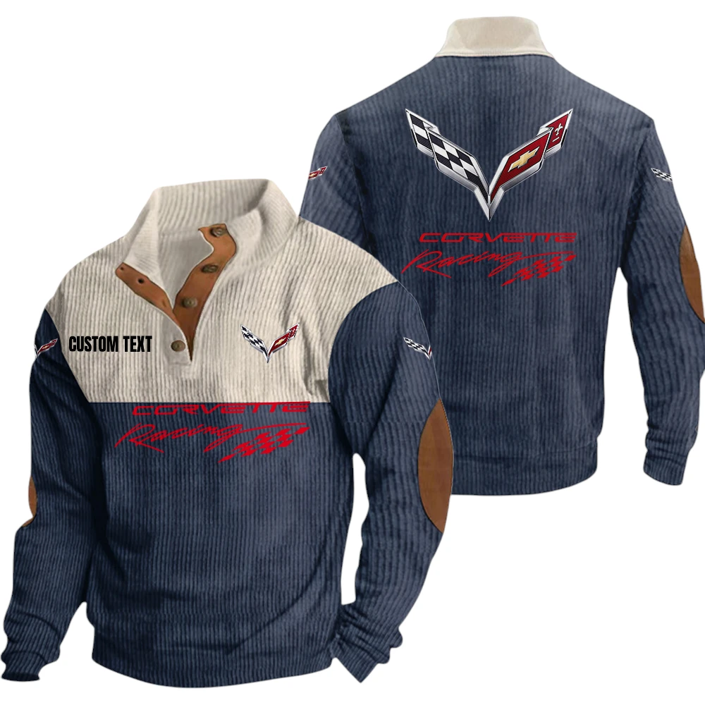 Chevrolet Corvette Exclusive Logo Knitted Ribbed Corduroy Sweatshirt Mid Stretch Stand Collar Pullover Sweater, Custom Text HG140325Y32RCSCT1COR Chevrolet Corvette Exclusive Logo Knitted Ribbed Corduroy Sweatshirt Mid Stretch Stand Collar Pullover Sweater, Custom Text HG140325Y32RCSCT1COR