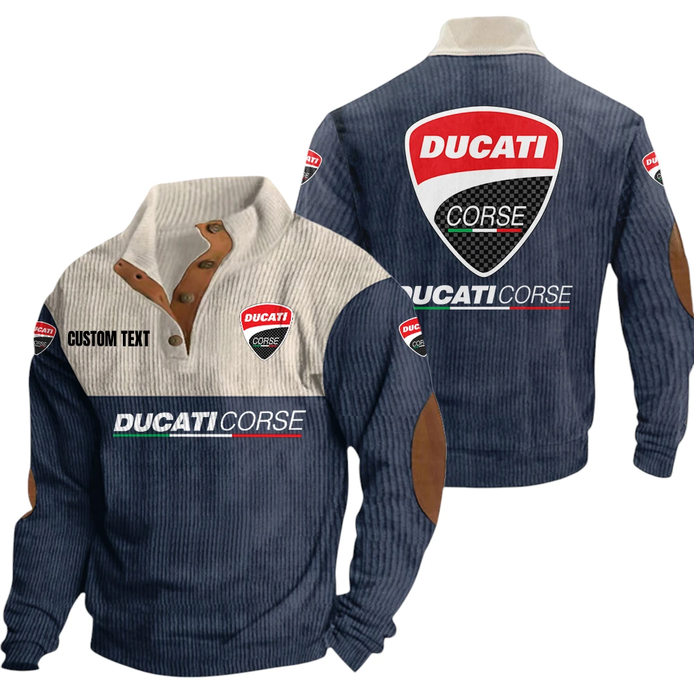 Ducati Corse Exclusive Logo Knitted Ribbed Corduroy Sweatshirt Mid Stretch Stand Collar Pullover Sweater, Custom Text HG140325Y32RCSCT1DUC Ducati Corse Exclusive Logo Knitted Ribbed Corduroy Sweatshirt Mid Stretch Stand Collar Pullover Sweater, Custom Text HG140325Y32RCSCT1DUC