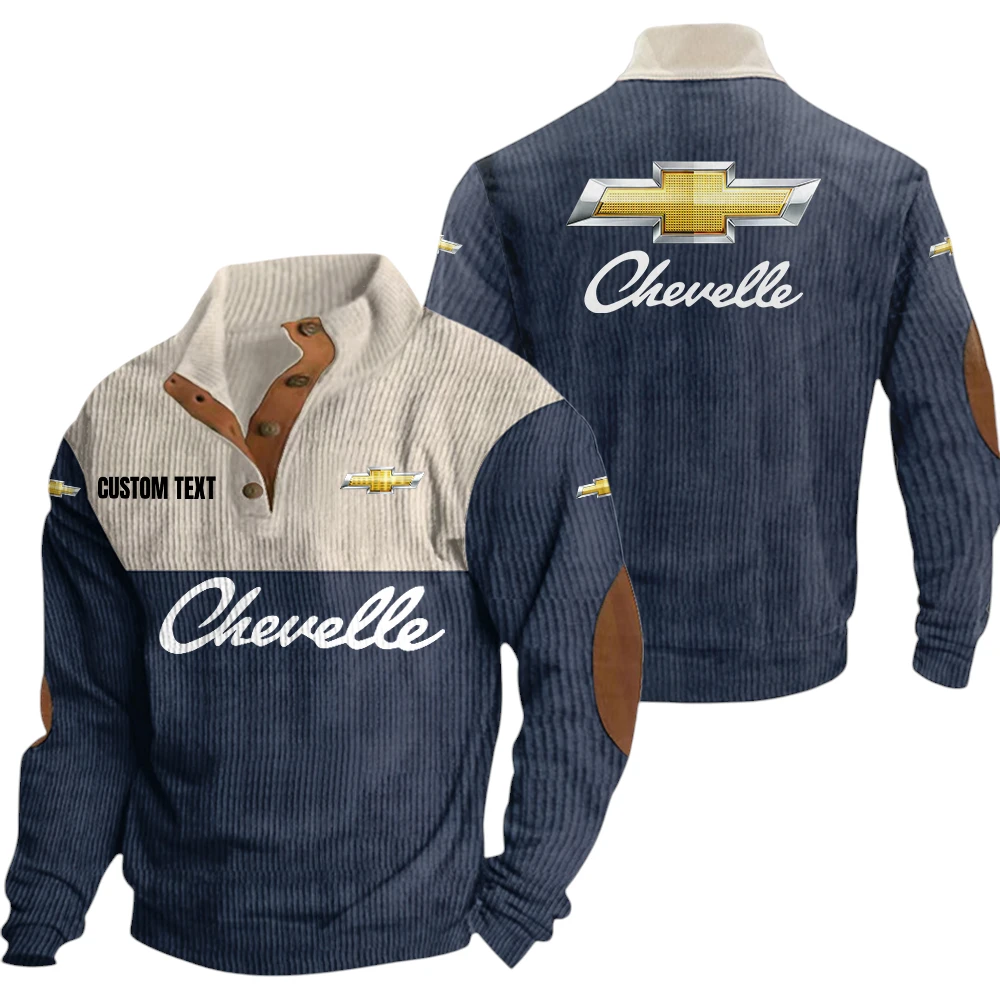 Chevrolet Chevelle Exclusive Logo Knitted Ribbed Corduroy Sweatshirt Mid Stretch Stand Collar Pullover Sweater, Custom Text HG140325Y32RCSCT2CHC Chevrolet Chevelle Exclusive Logo Knitted Ribbed Corduroy Sweatshirt Mid Stretch Stand Collar Pullover Sweater, Custom Text HG140325Y32RCSCT2CHC