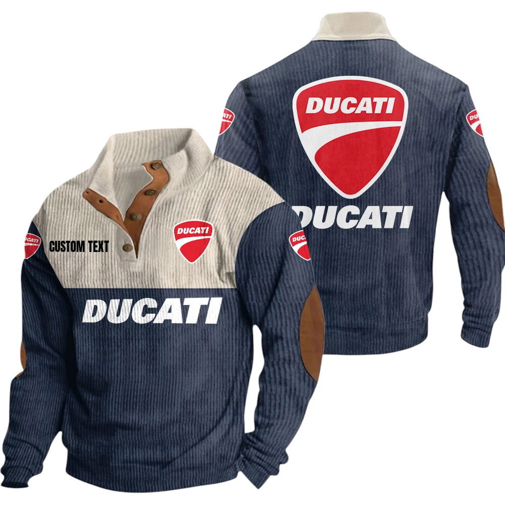 Ducati Exclusive Logo Knitted Ribbed Corduroy Sweatshirt Mid Stretch Stand Collar Pullover Sweater, Custom Text HG140325Y32RCSCT2DUC Ducati Exclusive Logo Knitted Ribbed Corduroy Sweatshirt Mid Stretch Stand Collar Pullover Sweater, Custom Text HG140325Y32RCSCT2DUC