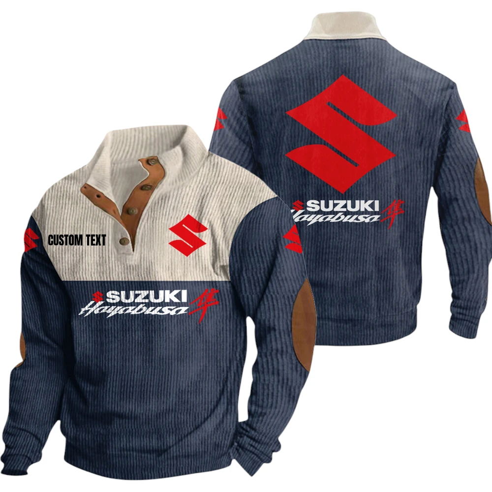 Suzuki Hayabusa Exclusive Logo Knitted Ribbed Corduroy Sweatshirt Mid Stretch Stand Collar Pullover Sweater, Custom Text HG170325Y32RCSCT1SUH Suzuki Hayabusa Exclusive Logo Knitted Ribbed Corduroy Sweatshirt Mid Stretch Stand Collar Pullover Sweater, Custom Text HG170325Y32RCSCT1SUH