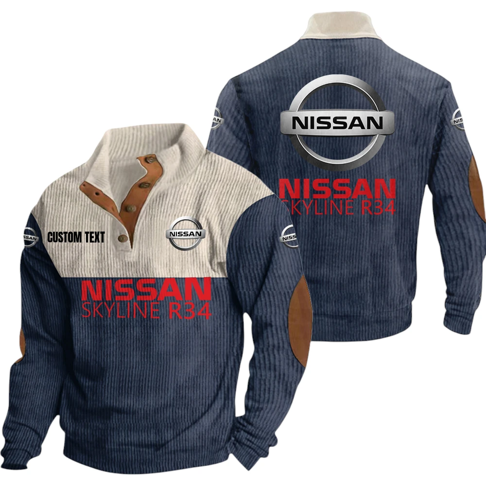 Nissan R34 Exclusive Logo Knitted Ribbed Corduroy Sweatshirt Mid Stretch Stand Collar Pullover Sweater, Custom Text HG170325Y32RCSCT3NIS Nissan R34 Exclusive Logo Knitted Ribbed Corduroy Sweatshirt Mid Stretch Stand Collar Pullover Sweater, Custom Text HG170325Y32RCSCT3NIS