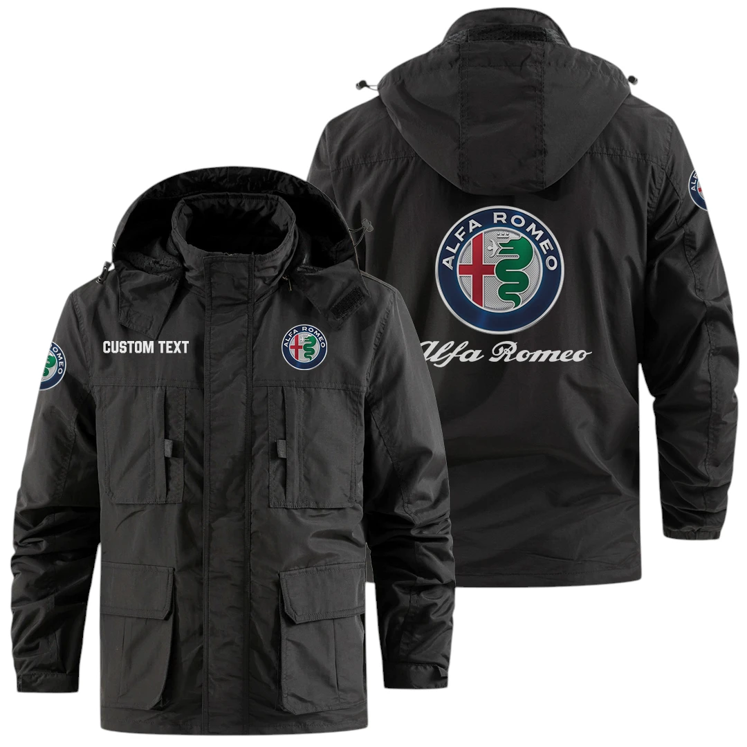 Alfa Romeo Exclusive Logo Windbreaker Jacket Hooded Detachable, Outdoor Jacket Multi Pocket, Custom Name HIDI170325Y26WMPALR Alfa Romeo Exclusive Logo Windbreaker Jacket Hooded Detachable, Outdoor Jacket Multi Pocket, Custom Name HIDI170325Y26WMPALR