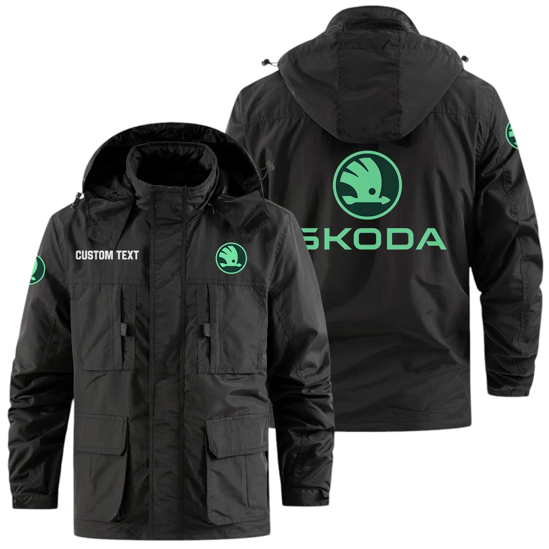 Skoda Exclusive Logo Windbreaker Jacket Hooded Detachable, Outdoor Jacket Multi Pocket, Custom Name HIDI180325Y26WMPSKO Skoda Exclusive Logo Windbreaker Jacket Hooded Detachable, Outdoor Jacket Multi Pocket, Custom Name HIDI180325Y26WMPSKO
