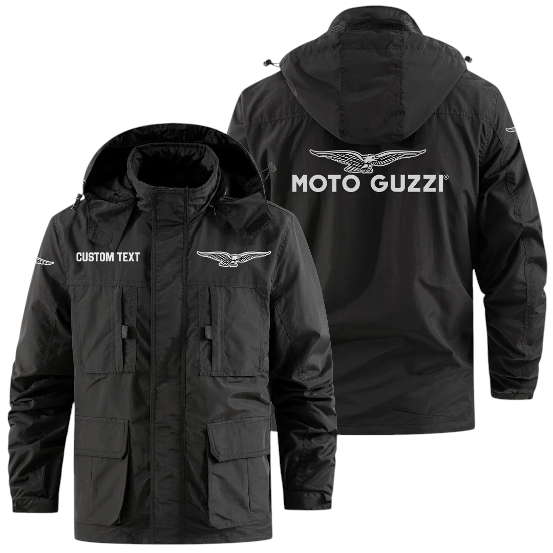 Moto Guzzi Exclusive Logo Windbreaker Jacket Hooded Detachable, Outdoor Jacket Multi Pocket, Custom Name HIDI190325Y26WMPMOG Moto Guzzi Exclusive Logo Windbreaker Jacket Hooded Detachable, Outdoor Jacket Multi Pocket, Custom Name HIDI190325Y26WMPMOG