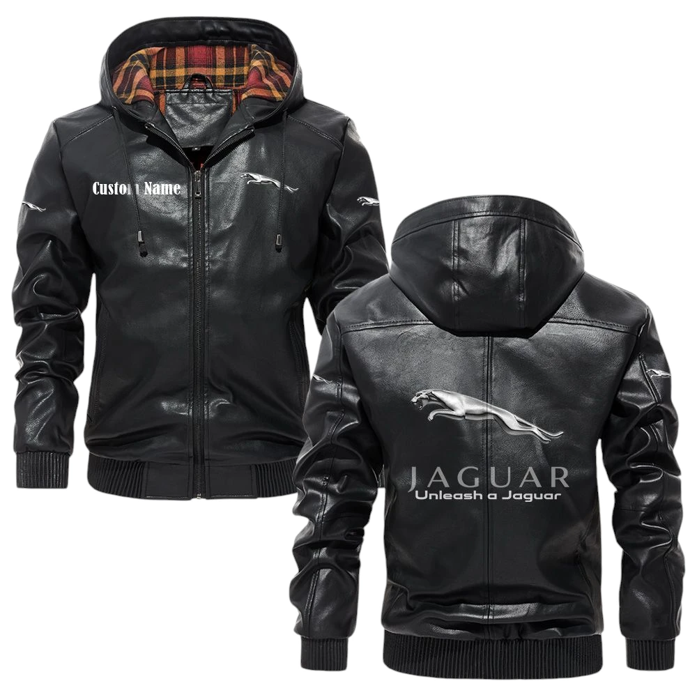 Jaguar Cars Exclusive Logo Hooded Jacket PU Leather x Durable Windproof Warm Soft Checkered Lining, Custom Name HG010425Y47JHLCT1JAG Jaguar Cars Exclusive Logo Hooded Jacket PU Leather x Durable Windproof Warm Soft Checkered Lining, Custom Name HG010425Y47JHLCT1JAG