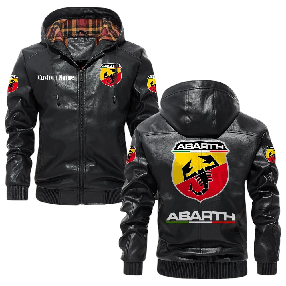 Abarth Exclusive Logo Hooded Jacket PU Leather x Durable Windproof Warm Soft Checkered Lining, Custom Name HG280325Y47JHLCT1ABA Abarth Exclusive Logo Hooded Jacket PU Leather x Durable Windproof Warm Soft Checkered Lining, Custom Name HG280325Y47JHLCT1ABA