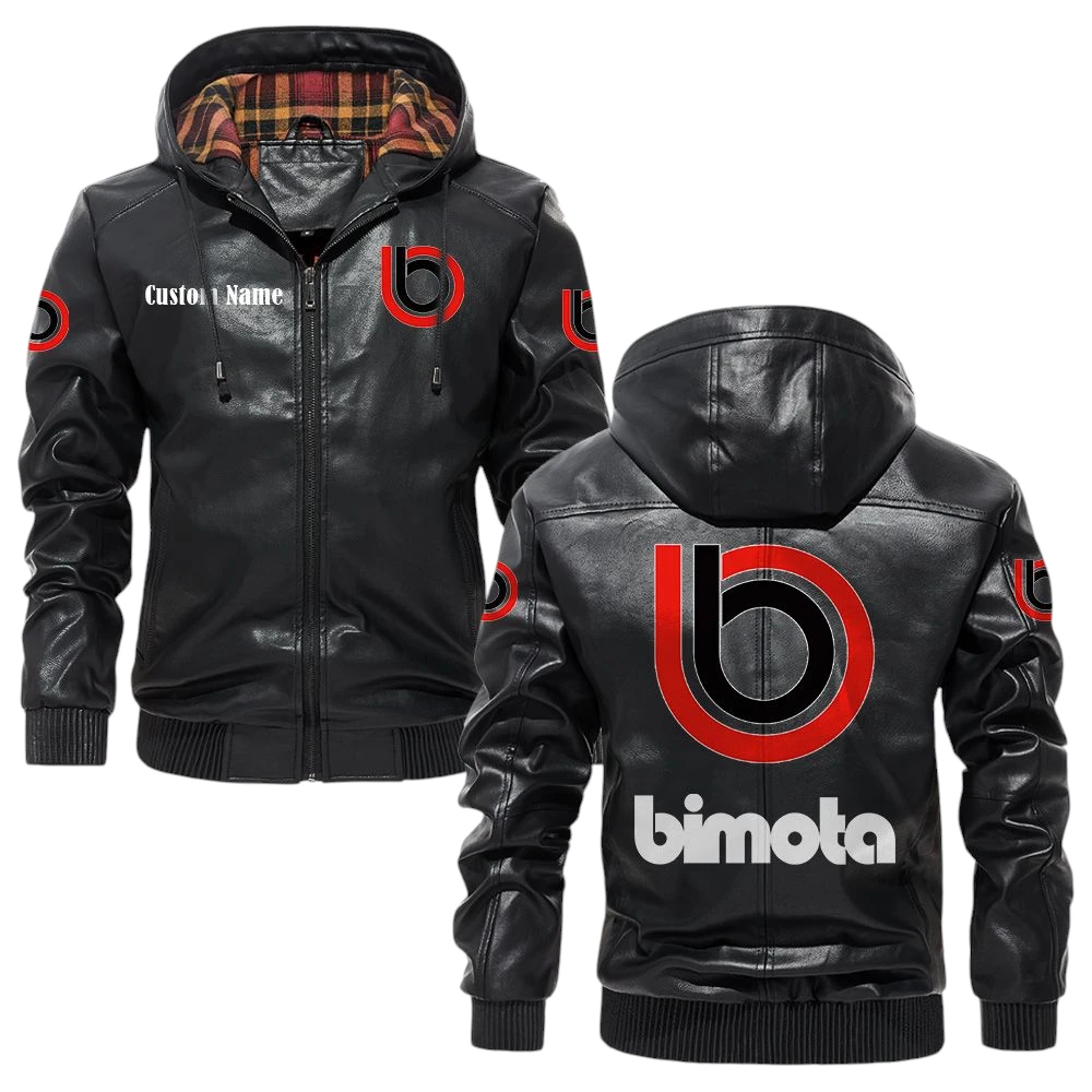 Bimota Exclusive Logo Hooded Jacket PU Leather x Durable Windproof Warm Soft Checkered Lining, Custom Name HG280325Y47JHLCT1BIM Bimota Exclusive Logo Hooded Jacket PU Leather x Durable Windproof Warm Soft Checkered Lining, Custom Name HG280325Y47JHLCT1BIM