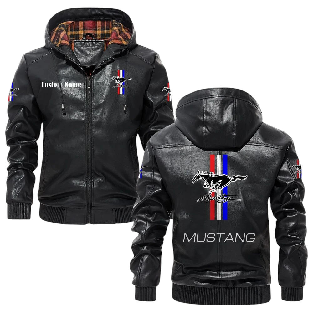 Ford Mustang Exclusive Logo Hooded Jacket PU Leather x Durable Windproof Warm Soft Checkered Lining, Custom Name HG290325Y47JHLCT2FOM Ford Mustang Exclusive Logo Hooded Jacket PU Leather x Durable Windproof Warm Soft Checkered Lining, Custom Name HG290325Y47JHLCT2FOM