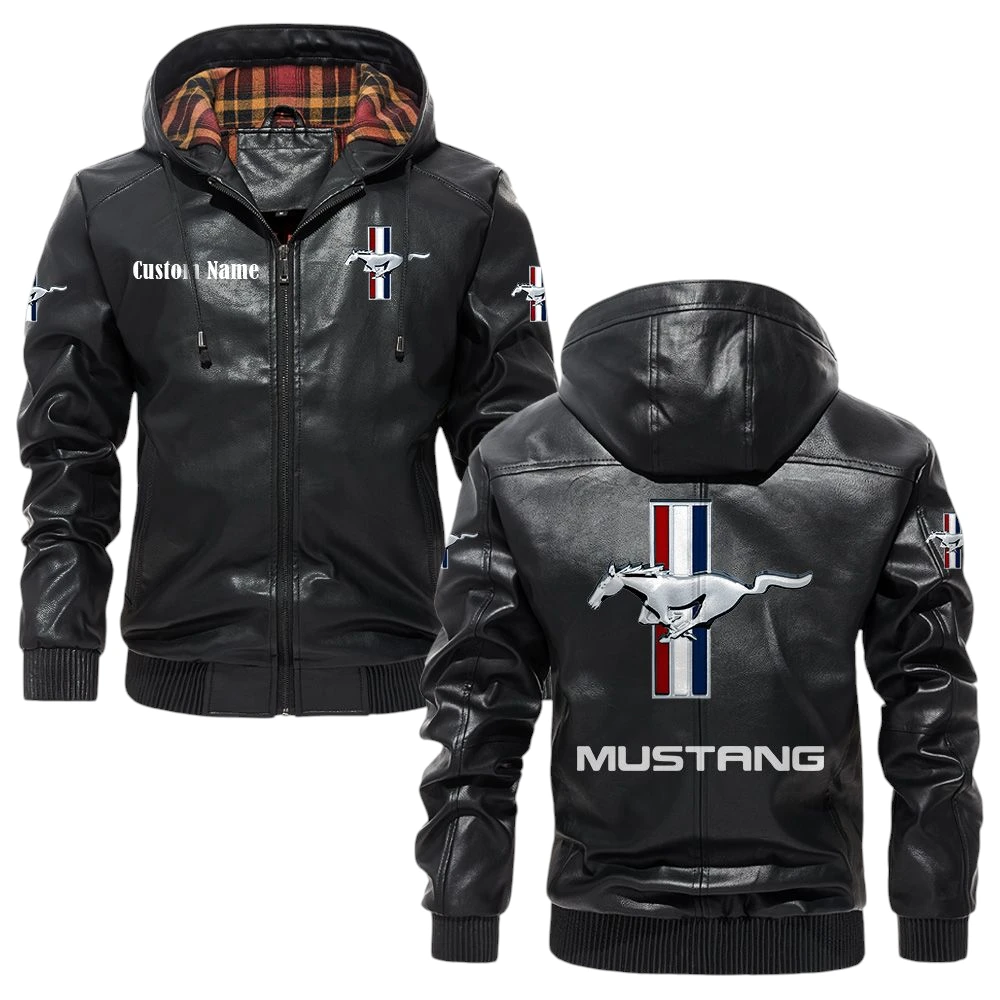 Ford Mustang Exclusive Logo Hooded Jacket PU Leather x Durable Windproof Warm Soft Checkered Lining, Custom Name HG290325Y47JHLCT3FOM Ford Mustang Exclusive Logo Hooded Jacket PU Leather x Durable Windproof Warm Soft Checkered Lining, Custom Name HG290325Y47JHLCT3FOM