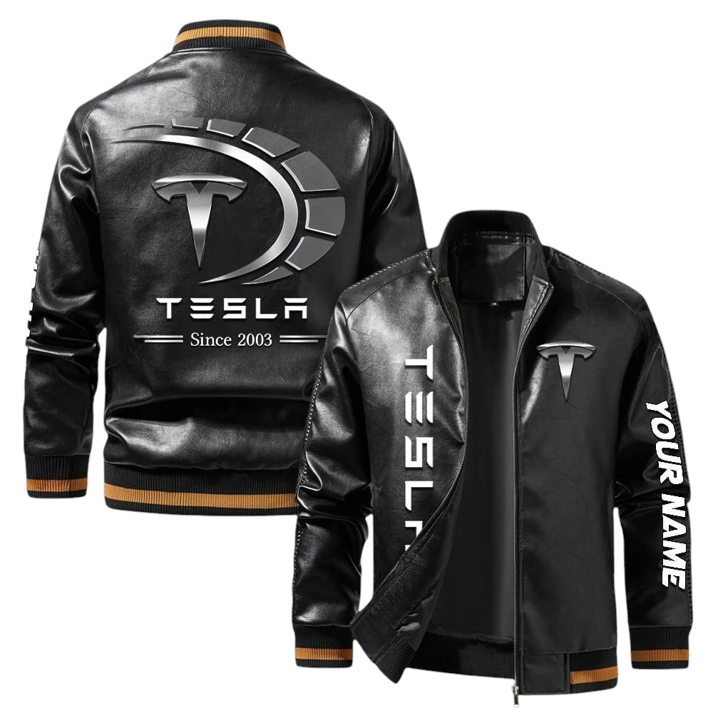 Vintage Tesla Exclusive Logo Jacket, Classic Ribbed Collar and Striped Cuffs, Custom Name TN01042025Y12LJ93CT2TES Vintage Tesla Exclusive Logo Jacket, Classic Ribbed Collar and Striped Cuffs, Custom Name TN01042025Y12LJ93CT2TES