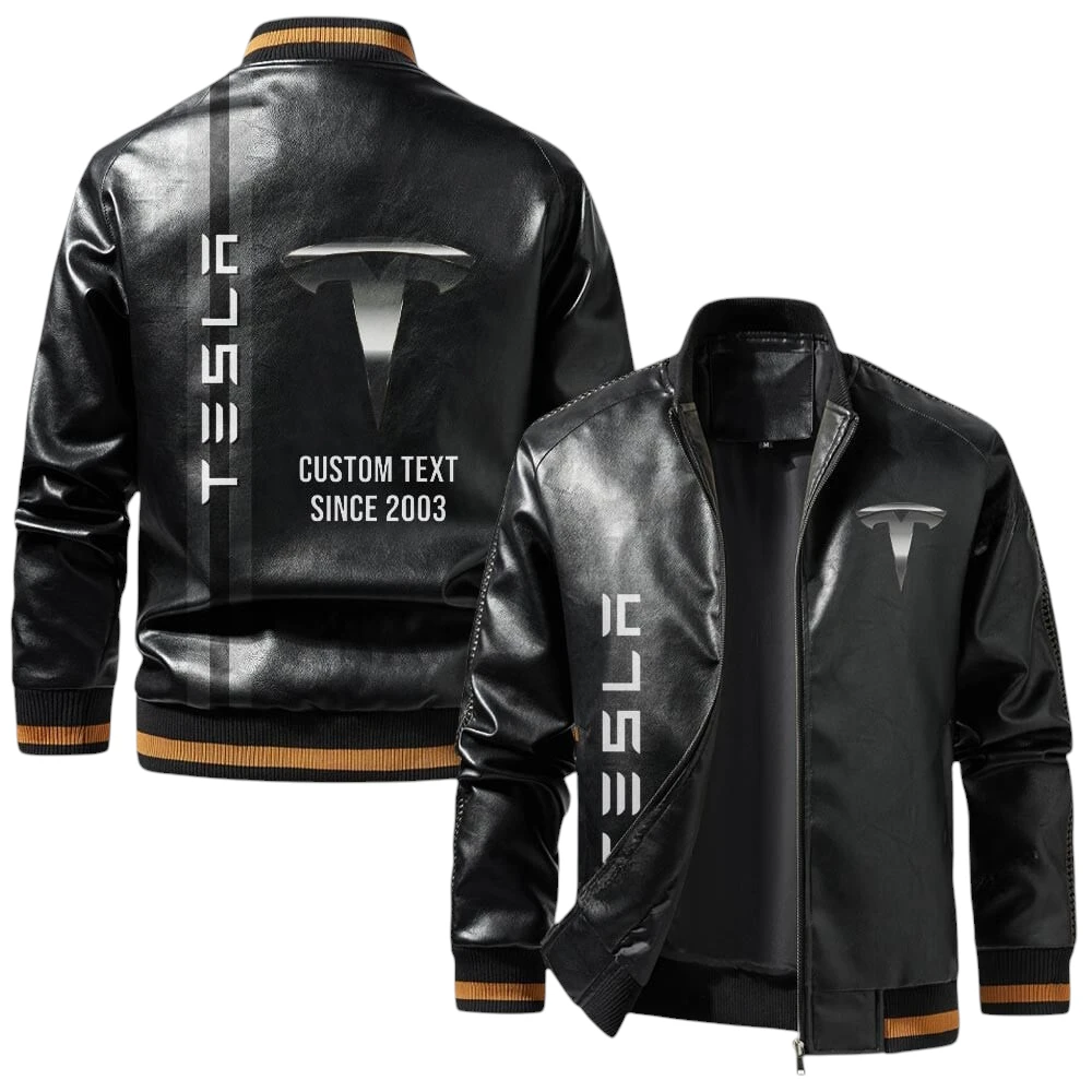 Vintage Tesla Exclusive Logo Jacket, Classic Ribbed Collar and Striped Cuffs, Custom Name TN01042025Y12LJ93CT3TES Vintage Tesla Exclusive Logo Jacket, Classic Ribbed Collar and Striped Cuffs, Custom Name TN01042025Y12LJ93CT3TES