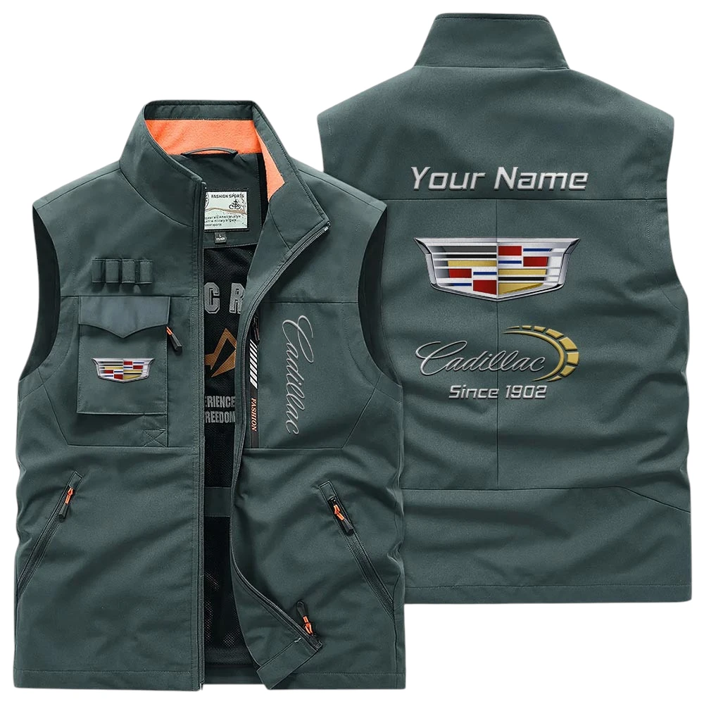 Cadillac Multi Pocket Vest Sleeveless Men Outdoor Vest Lightweight Custom Name TN170425Y39MPVCT1CAD Cadillac Multi Pocket Vest Sleeveless Men Outdoor Vest Lightweight Custom Name TN170425Y39MPVCT1CAD