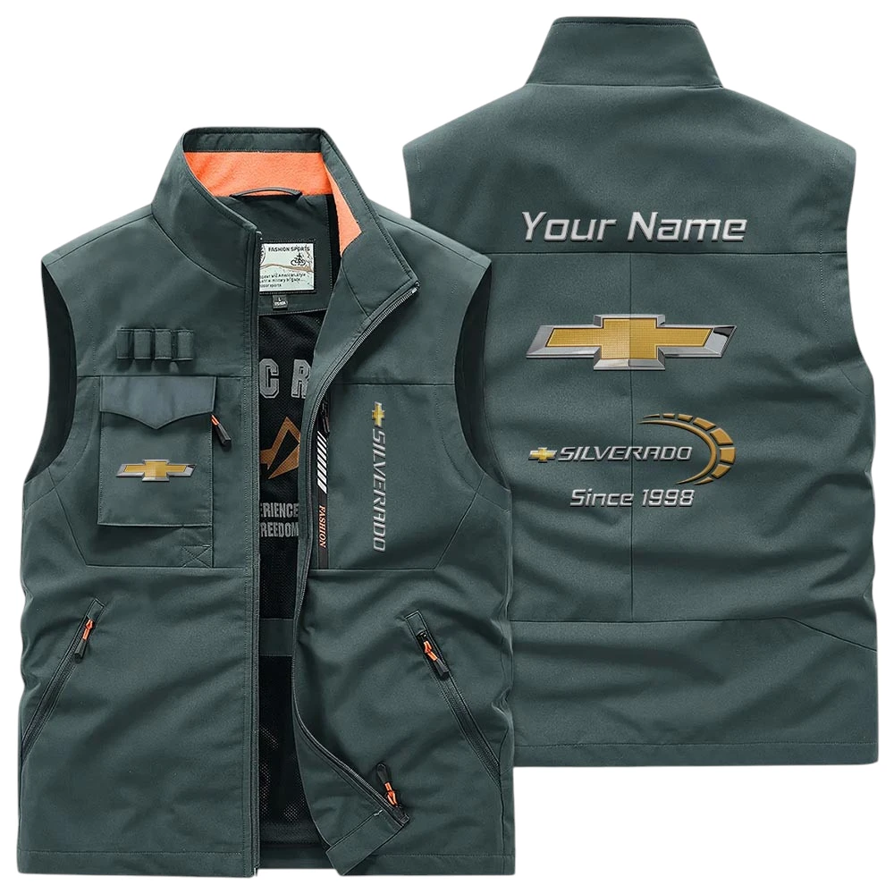 Chevrolet Silverado Multi Pocket Vest Sleeveless Men Outdoor Vest Lightweight Custom Name TN170425Y39MPVCT1CHS Chevrolet Silverado Multi Pocket Vest Sleeveless Men Outdoor Vest Lightweight Custom Name TN170425Y39MPVCT1CHS