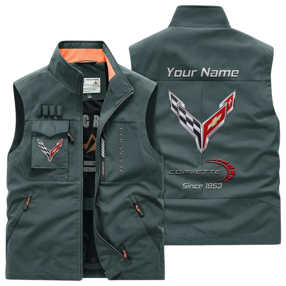 Chevrolet Corvette Multi Pocket Vest Sleeveless Men Outdoor Vest Lightweight Custom Name TN170425Y39MPVCT1COR Chevrolet Corvette Multi Pocket Vest Sleeveless Men Outdoor Vest Lightweight Custom Name TN170425Y39MPVCT1COR