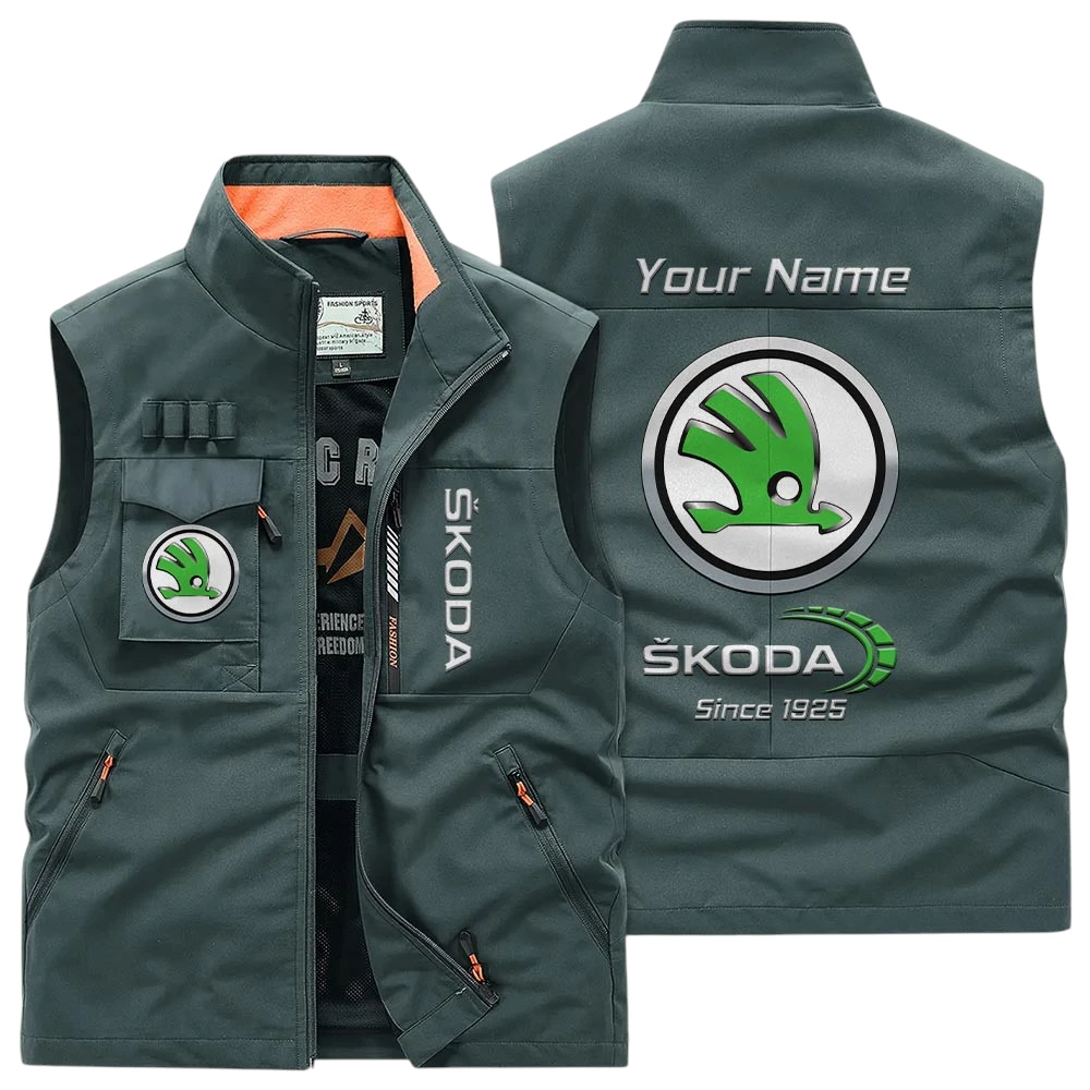 Skoda Multi Pocket Vest Sleeveless Men Outdoor Vest Lightweight Custom Name TN170425Y39MPVCT1SKO Skoda Multi Pocket Vest Sleeveless Men Outdoor Vest Lightweight Custom Name TN170425Y39MPVCT1SKO