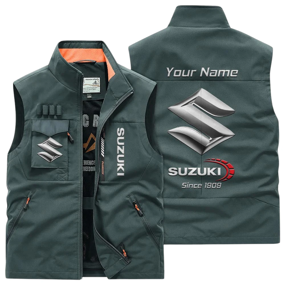 Suzuki Multi Pocket Vest Sleeveless Men Outdoor Vest Lightweight Custom Name TN170425Y39MPVCT1SUZ Suzuki Multi Pocket Vest Sleeveless Men Outdoor Vest Lightweight Custom Name TN170425Y39MPVCT1SUZ