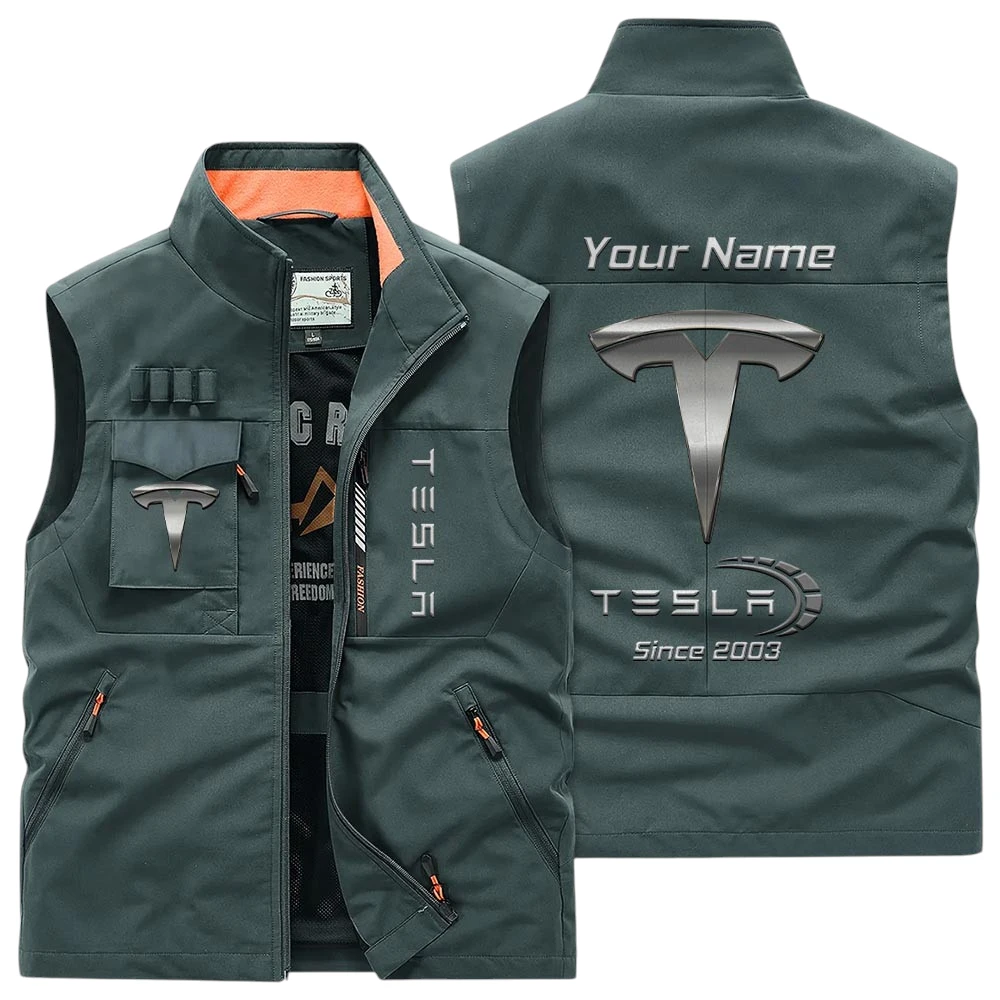 Tesla Multi Pocket Vest Sleeveless Men Outdoor Vest Lightweight Custom Name TN170425Y39MPVCT1TES Tesla Multi Pocket Vest Sleeveless Men Outdoor Vest Lightweight Custom Name TN170425Y39MPVCT1TES